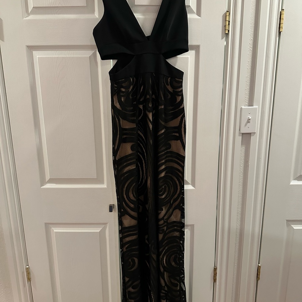 BCBGMaxAzria Black V-Neck Jumpsuit